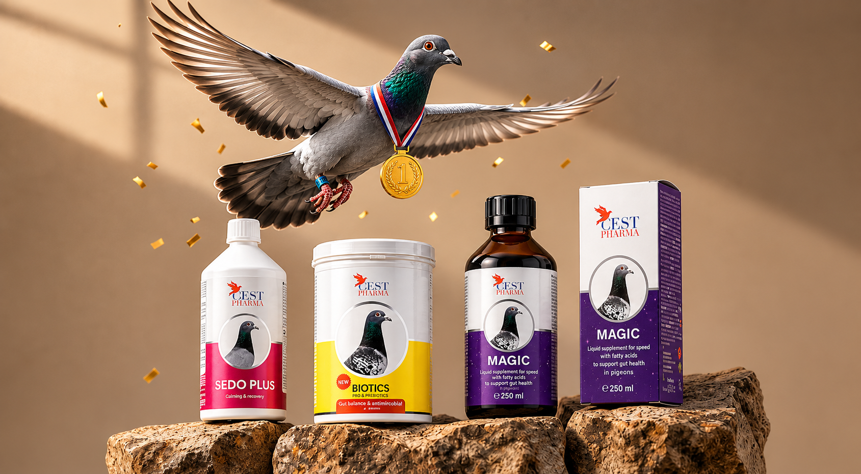 <p>We Help Pigeon Fanciers<br/>Become <em>Champions</em></p>